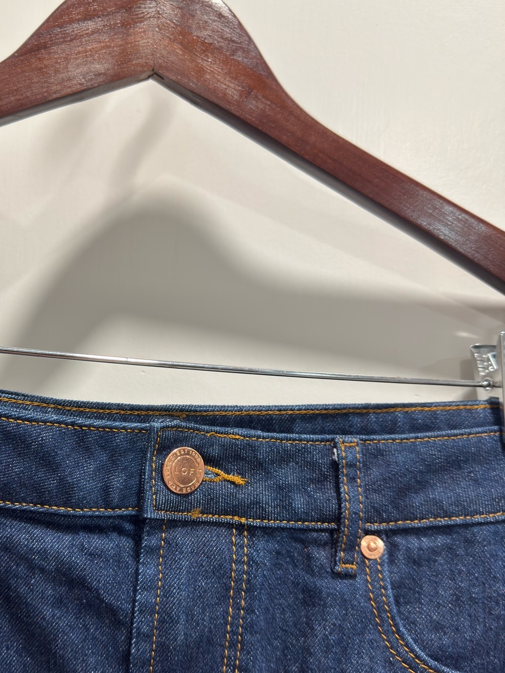 LOFT Dark Blue Denim Midi Pencil Skirt - Picture 4 of 4